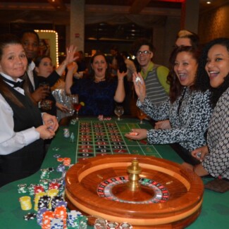 Roulette table at casino party in boston